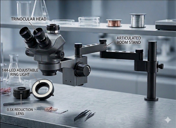 3.5–200X Trinocular Stereo Microscope with 4K HDMI | SXR Lab Equipment