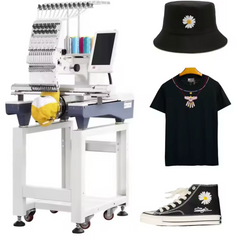 Commercial 15-Needle Single-Head Computerized Embroidery Machine – High-Speed System for Custom Hats, Apparel, Shoes & Patches