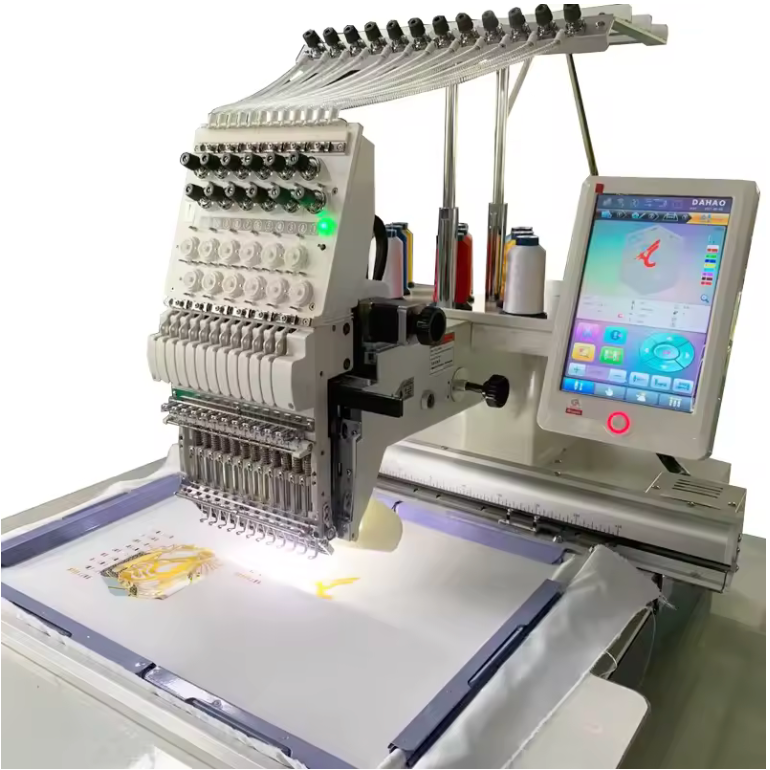 Commercial 15-Needle Single-Head Computerized Embroidery Machine – High-Speed System for Custom Hats, Apparel, Shoes & Patches